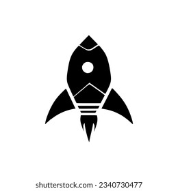 Black logo of a rocket ship. vector illustration of a spacecraft. silhouette icon of a spaceship.