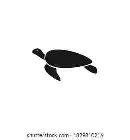 Black logo of a sea turtle. Vector stock icon isolated on a white background
