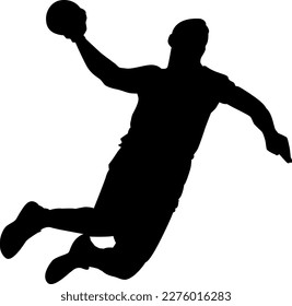 Black logo silhouette of a handball player