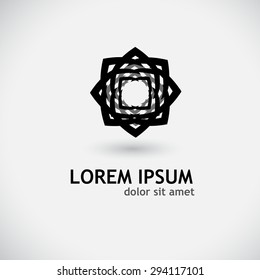 Black logo sun symbol Geometric. Vector