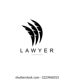 logo negro y tres hojas. logo de la hoja de ilustración vectorial del mundo de los abogados y el estado de derecho.