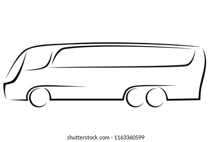 Black logo of a tourist luxury coach with three axles