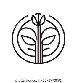 A black logo with a white background