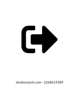 Black logout exit arrow icon, sign out log out file share import export, simple flat design concept vector for app ads web banner button ui ux interface elements isolated