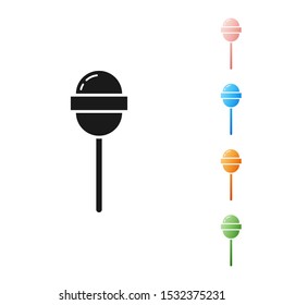 Black Lollipop icon isolated on white background. Food, delicious symbol. Set icons colorful. Vector Illustration