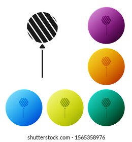 Black Lollipop icon isolated on white background. Food, delicious symbol. Set icons colorful circle buttons. Vector Illustration