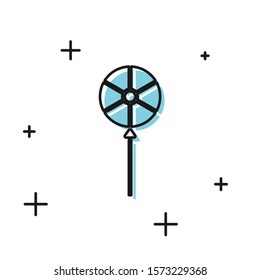 Black Lollipop icon isolated on white background. Food, delicious symbol.  Vector Illustration
