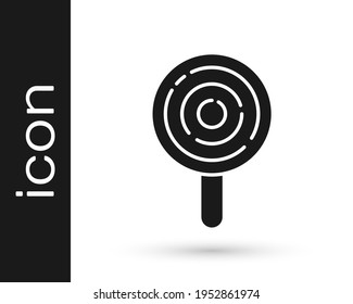 Black Lollipop icon isolated on white background. Candy sign. Food, delicious symbol.  Vector