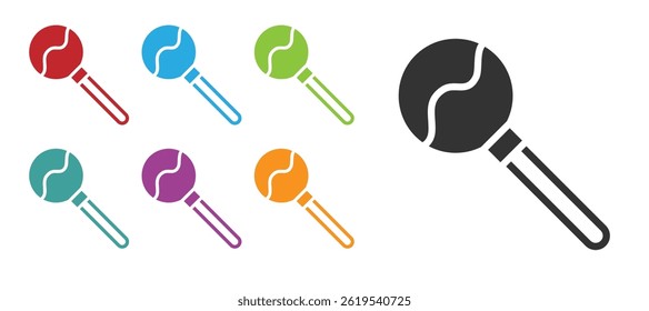 Black Lollipop icon isolated on white background. Food, delicious symbol. Happy Halloween party. Set icons colorful. Vector