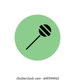 Black lollipop icon vector. Green button. Green circle