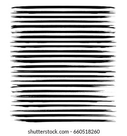 Black long abstract textured strokes  isolated on a white background