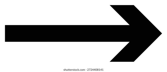 Ícone de seta preta longa. Ícone de seta grande. Ícone de vetor de seta longa. Seta longa horizontal preta. Setas pretas longas para a direita sobre fundo branco.