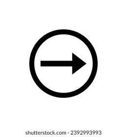 schwarz-langes Pfeilsymbol innerhalb eines Kreises transparentem Hintergrund flaches Design, langes KnopSymbol