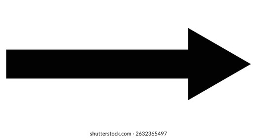 Black long arrow icon isolated on white background. Long arrow vector, icon. Straight long arrow vector icon. Right arrow icon. Eps 10.