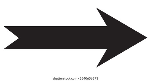 Black long arrow icon isolated on white background. Long arrow vector, icon. Straight long arrow  icon. Right direction icon. Flat style bold long arrow vector illustration. 