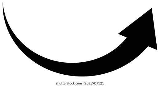Black long arrow icon on white background. Curved arrow sign. Flat style arrow icon for your website, design, logo, app, UI. arrow indicated the direction symbol.