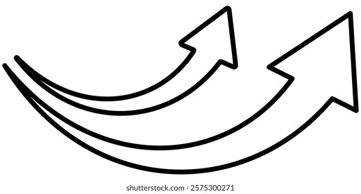 Black Long arrow icon. Outline long arrow vector. flat style Arrow symbol on a white background. vector illustration. wavy curved Long, long line arrow vector. Design eps 10. 