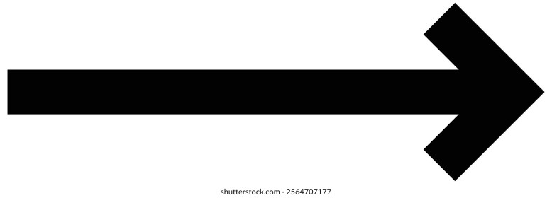 Black long arrow icon. Long arrow pointing right. Arrow vector icon illustration. EPS 10