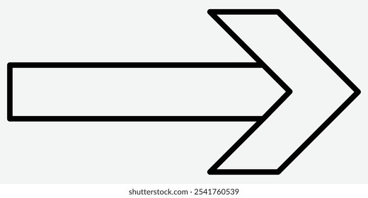 Black long arrow icon. long arrow in stroke color. Black arrow pointing right