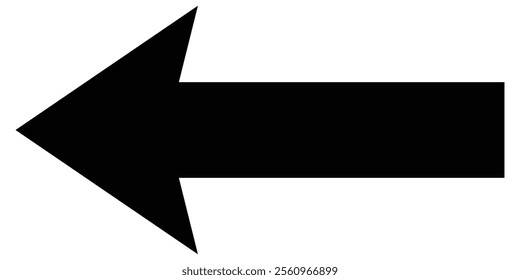 Black long arrow icon. Long arrow. Thick pointing long arrow icon isolated on white background.