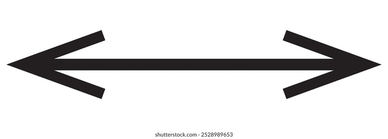 Black long arrow icon vector . Black long duel arrow vector. left and right side pointing arrow vector .