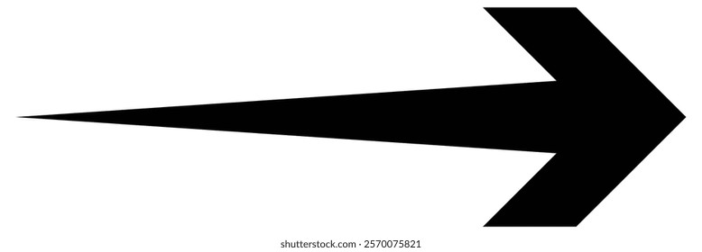 Black long arrow icon vector. Long arrow pointing. Black arrow icon. Long arrow isolated on white background.