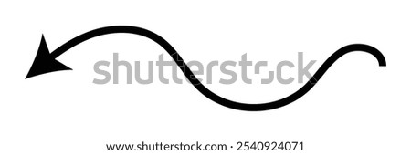 Black long arrow icon. Arrow vector icon with left down arrow head. arrow vector.