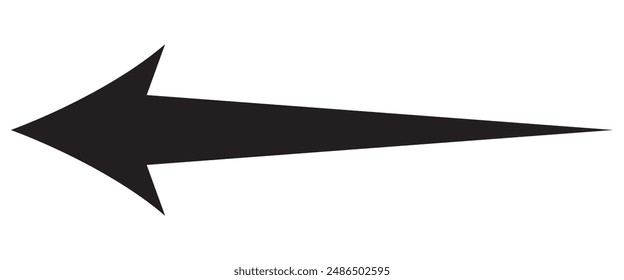 Black long arrow pointing left. Arrow shape element. Long arrow vector icon. simple illustration.