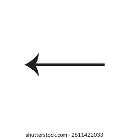 Black Long arrow. Black arrow pointing left. Black large arrow pointing in white background. Bold thine long arrow. Vector illustration.