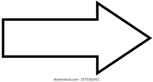 Black long arrow pointing to the right. Black outline long arrow vector. Flat style Arrow symbol. Blue long arrow icon vector illustration. Design eps 10