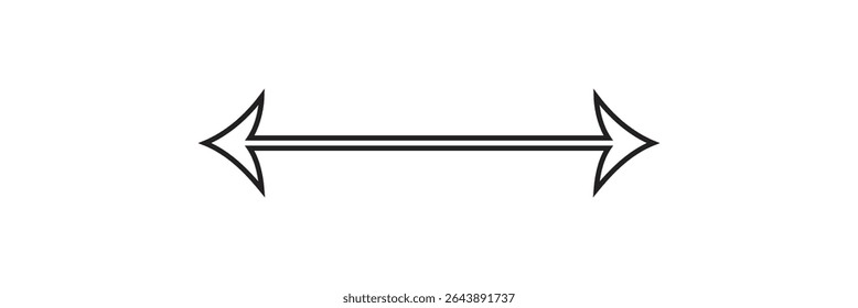 Seta longa preta apontando para a direita. Ícone de seta longa e reta, linha fina direita, cursor preto, elemento horizontal, ponteiro grosso ícone de seta longa e vetor isolado no fundo branco.