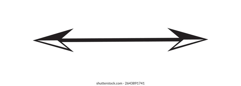 Seta longa preta apontando para a direita. Ícone de seta longa e reta, linha fina direita, cursor preto, elemento horizontal, ponteiro grosso ícone de seta longa e vetor isolado no fundo branco.