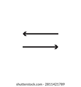 Black Long arrow. Black arrow pointing right or left. Black large arrow pointing in white background. Bold thine long arrow. Vector illustration.
