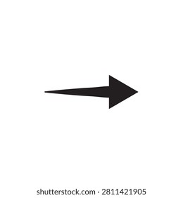Black Long arrow. Black arrow pointing right. Black large arrow pointing in white background. Bold thine long arrow. Vector illustration.