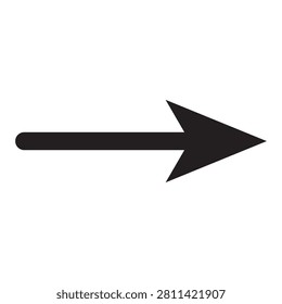 Black Long arrow. Black arrow pointing right. Black large arrow pointing in white background. Bold thine long arrow. Vector illustration.