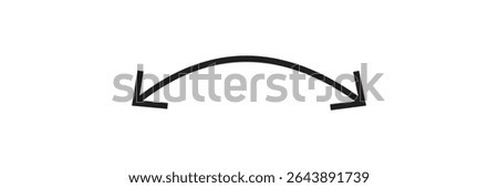 Black long arrow pointing to the right. Straight long arrow icon, right thin line, black cursor, horizontal element, thick pointer vector long arrow icon isolated on white background.