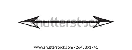 Black long arrow pointing to the right. Straight long arrow icon, right thin line, black cursor, horizontal element, thick pointer vector long arrow icon isolated on white background.