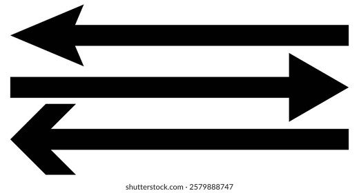 Black long arrow. Straight long arrow vector. Long arrow icon in isolated background.