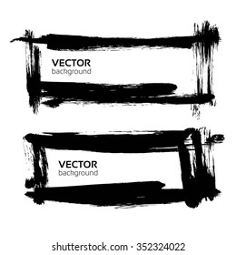 Black long banners from textured thick smears isolated on a white background