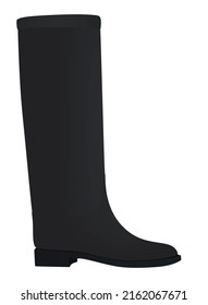 Schwarzer, langer Stiefel. keine hohen Absätze. Vektorgrafik