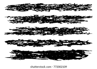 Black long brush strokes isolated on a white background. Set of grunge brush strokes. Vector eps 10.