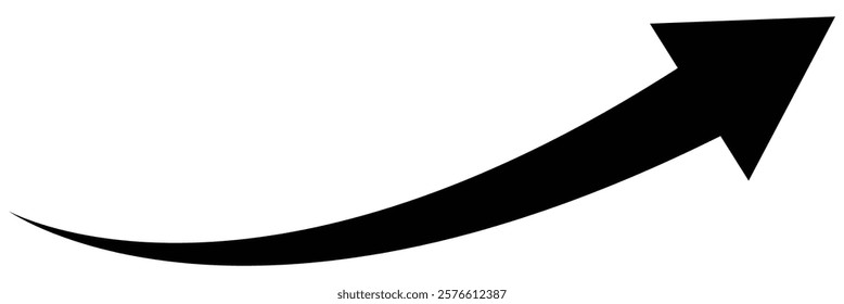 Black Long Curved Arrow Icon for Direction, Navigation, or Design Projects. Vector Illustration.