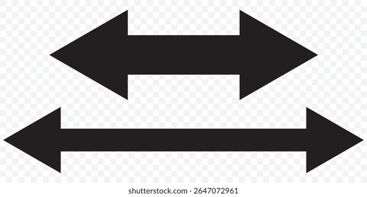 Vetor de ícone de seta dupla longa preta. Vetor de ícone de seta dupla simples. Seta dupla Ilustração de vetor. ícone de seta dupla definido . duas setas laterais ícone vetor