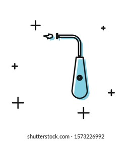 Black Long electric lighter icon isolated on white background.  Vector Illustration