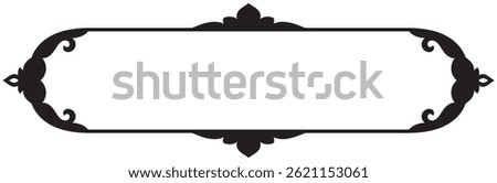Black long horizontal vintage frame for blank space for text, name tag