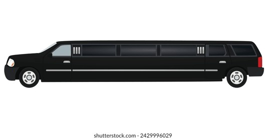 Black long limousine. vector illustration