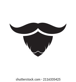 black long mustache with long beard logo design, vector graphic symbol icon sign illustration