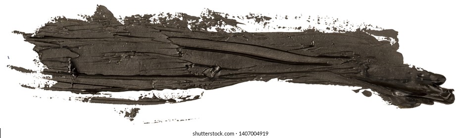 Black long oil texture paint stain brush stroke, hand painted, isolated on white background. EPS10 vector illustration.