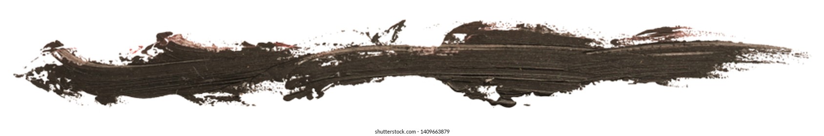 Black long oil texture paint stain brush stroke, hand painted, isolated on white background. EPS10 vector illustration.