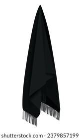 Black long scarf. vector illustration